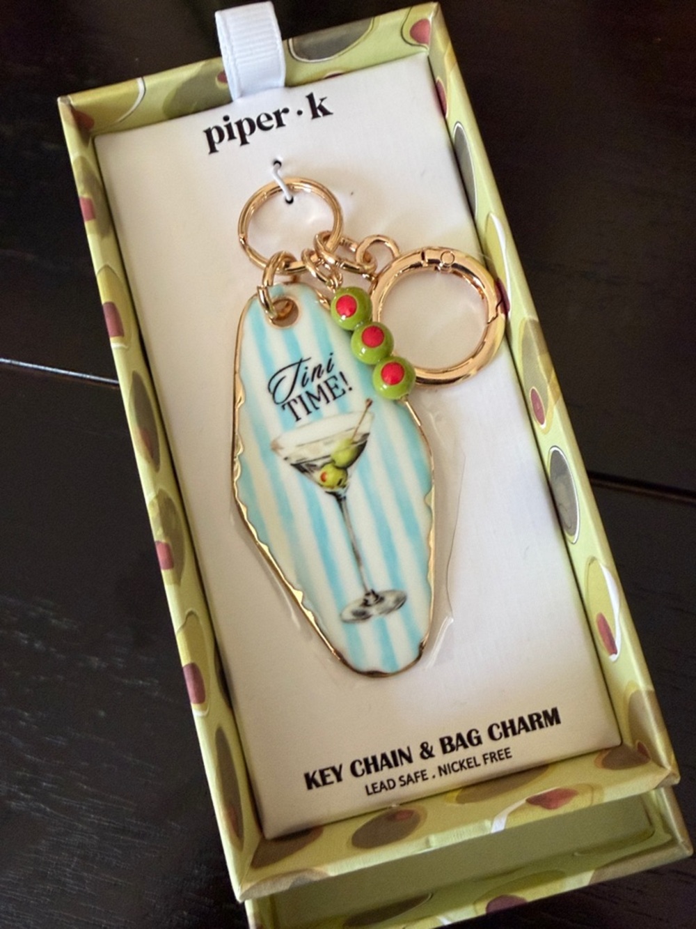 piper.k 'Tini Time' Martini Key Chain/Bag Charm-NIB